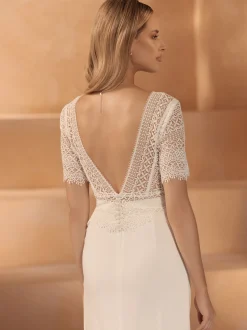 Bianco Evento Bianco Elfenbein Boho Spitze V-Ausschnitt Braut Top E443* Braut-oberteile