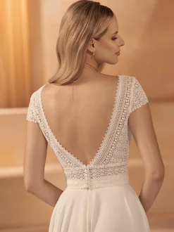 Bianco Evento Bianco Elfenbein Boho Spitze Cap Sleeve Braut Top E436* Braut-oberteile