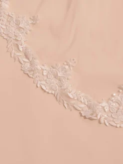 Bianco Evento Bianco Elfenbein einstufig Pailletten florale Spitze Fingertip Schleier S412* Einstufige Schleier | Fingerspitzen-schleier