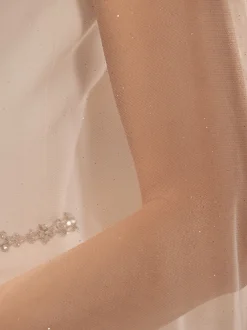 Bianco Evento Bianco Elfenbein einstufig Glitter Tüll Walzer Länge Schleier S481* Einstufige Schleier | Schleier In Walzerlänge