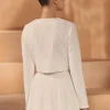 Bianco Evento Bianco Elfenbein gestrickt lange Ärmel Braut Strickjacke E437* Brautjacken & Strickjacken