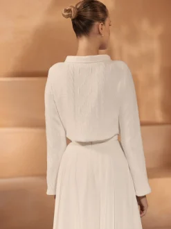 Bianco Evento Bianco Elfenbein gestrickt lange Ärmel Braut Jacke E431* Brautjacken & Strickjacken | Boleros Und Jacken Für Hochzeiten