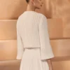 Bianco Evento Bianco Elfenbein gestrickt drei Viertel Ärmel Braut Jacke E432* Brautjacken & Strickjacken | Boleros Und Jacken Für Hochzeiten