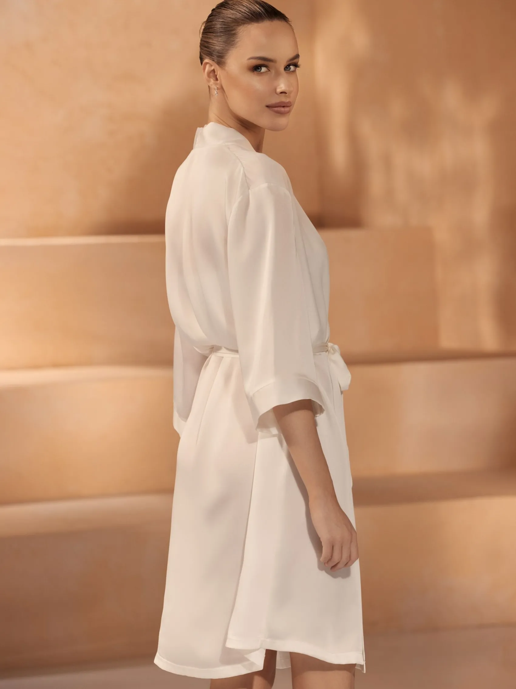 Bianco Evento Bianco Elfenbein Satin 3/4 Länge Ärmel Brautmantel E439* Flitterwochengeschenke | Geschenke Für Die Braut