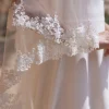 Bianco Evento Bianco Elfenbein zwei Etagen florale Spitze Rand Kapelle Schleier S492* Zweistufiger Schleier | Kapelle Länge & Kathedrale Schleier