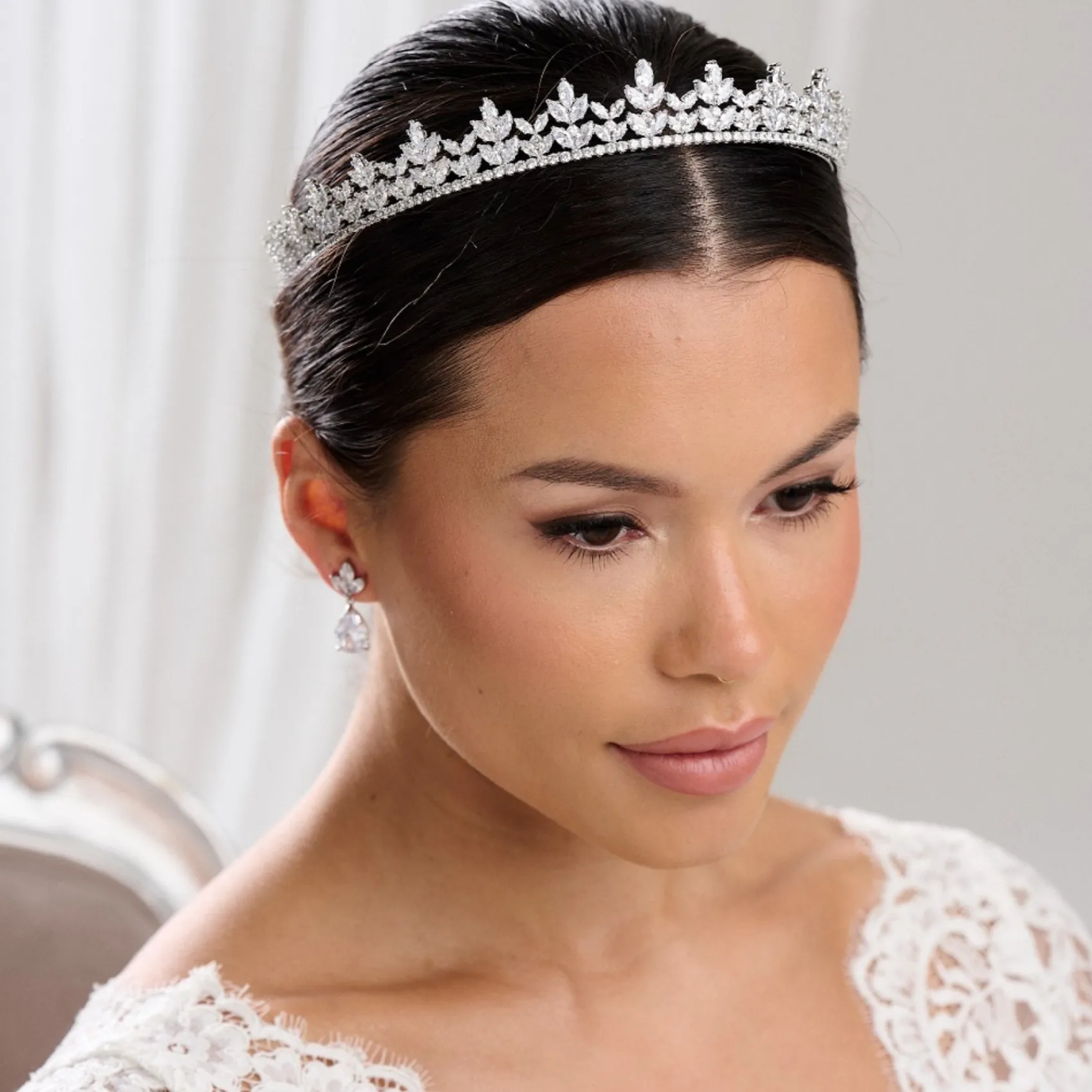 Lace & Favour Blenheim Cubic Zirkonia Kristall Brautkrone* Haarschmuck Aus Kristall | Silberne Haar-accessoires
