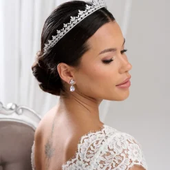 Lace & Favour Blenheim Cubic Zirkonia Kristall Brautkrone* Haarschmuck Aus Kristall | Silberne Haar-accessoires