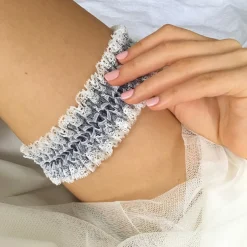 Boudoir Couture Bliss Denim Blau und Elfenbein Spitze Reversible Hochzeit Strumpfband* Etwas Blaue Geschenke | Geschenke Für Die Braut