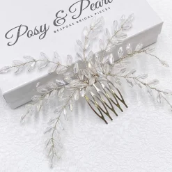 Posy & Pearl Blyss Crystal Spray Hochzeit Haarkamm* Haarschmuck Aus Kristall | Silberne Haar-accessoires