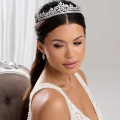 Lace & Favour Britannia Sparkly Cubic Zirkonia Kristall Braut Tiara* Haarschmuck Aus Kristall | Silberne Haar-accessoires