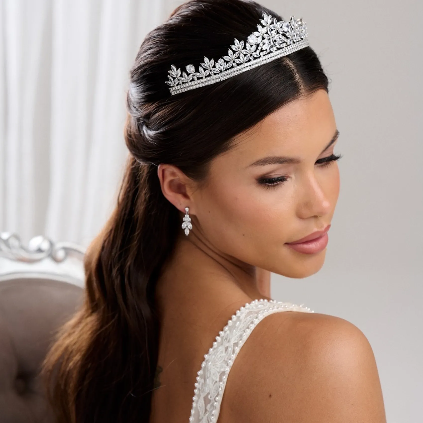 Lace & Favour Britannia Sparkly Cubic Zirkonia Kristall Braut Tiara* Haarschmuck Aus Kristall | Silberne Haar-accessoires