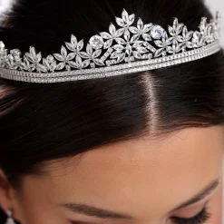 Lace & Favour Britannia Sparkly Cubic Zirkonia Kristall Braut Tiara* Haarschmuck Aus Kristall | Silberne Haar-accessoires