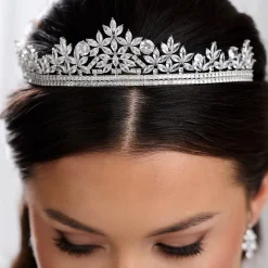 Lace & Favour Britannia Sparkly Cubic Zirkonia Kristall Braut Tiara* Haarschmuck Aus Kristall | Silberne Haar-accessoires