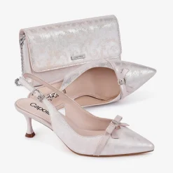 Capollini Allegra Blush Pink Nubukleder Slingback Heels mit Schleife* Schuhe Für Hochzeitsgäste | Schuhe Für Die Mutter Der Braut