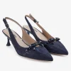 Capollini Allegra Marineblaue Nubukleder Slingback Heels mit Schleifendetail* Schuhe Für Hochzeitsgäste | Schuhe Für Die Mutter Der Braut