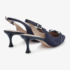 Capollini Allegra Marineblaue Nubukleder Slingback Heels mit Schleifendetail* Schuhe Für Hochzeitsgäste | Schuhe Für Die Mutter Der Braut