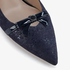 Capollini Allegra Marineblaue Nubukleder Slingback Heels mit Schleifendetail* Schuhe Für Hochzeitsgäste | Schuhe Für Die Mutter Der Braut