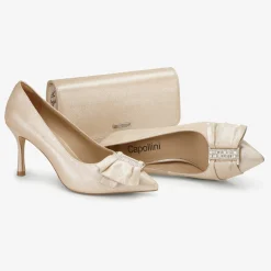 Capollini Blassgoldene Clutch-Tasche aus Nubukleder* Hochzeitsgäste-taschen | Anlass Handtaschen