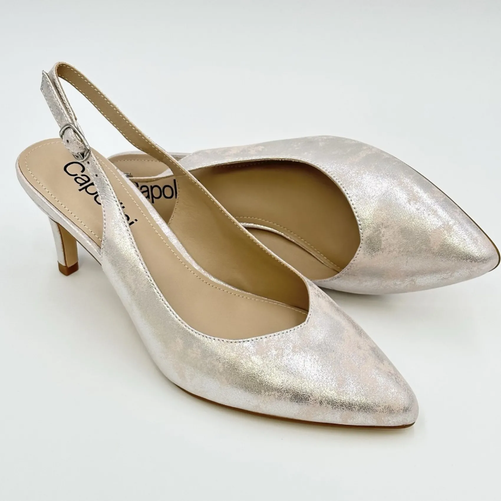 Capollini Catherine Blush Rosa Nubukleder Slingbacks mit mittlerem Absatz* Schuhe Für Hochzeitsgäste | Schuhe Für Die Mutter Der Braut