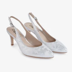 Capollini Catherine Silberne Nubukleder Slingbacks mit mittlerem Absatz* Schuhe Für Hochzeitsgäste | Schuhe Für Die Mutter Der Braut