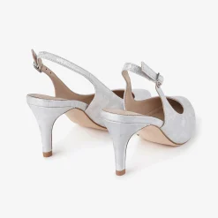 Capollini Catherine Silberne Nubukleder Slingbacks mit mittlerem Absatz* Schuhe Für Hochzeitsgäste | Schuhe Für Die Mutter Der Braut