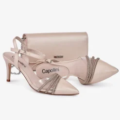 Capollini Catherine Silberne Nubukleder Slingbacks mit mittlerem Absatz* Schuhe Für Hochzeitsgäste | Schuhe Für Die Mutter Der Braut