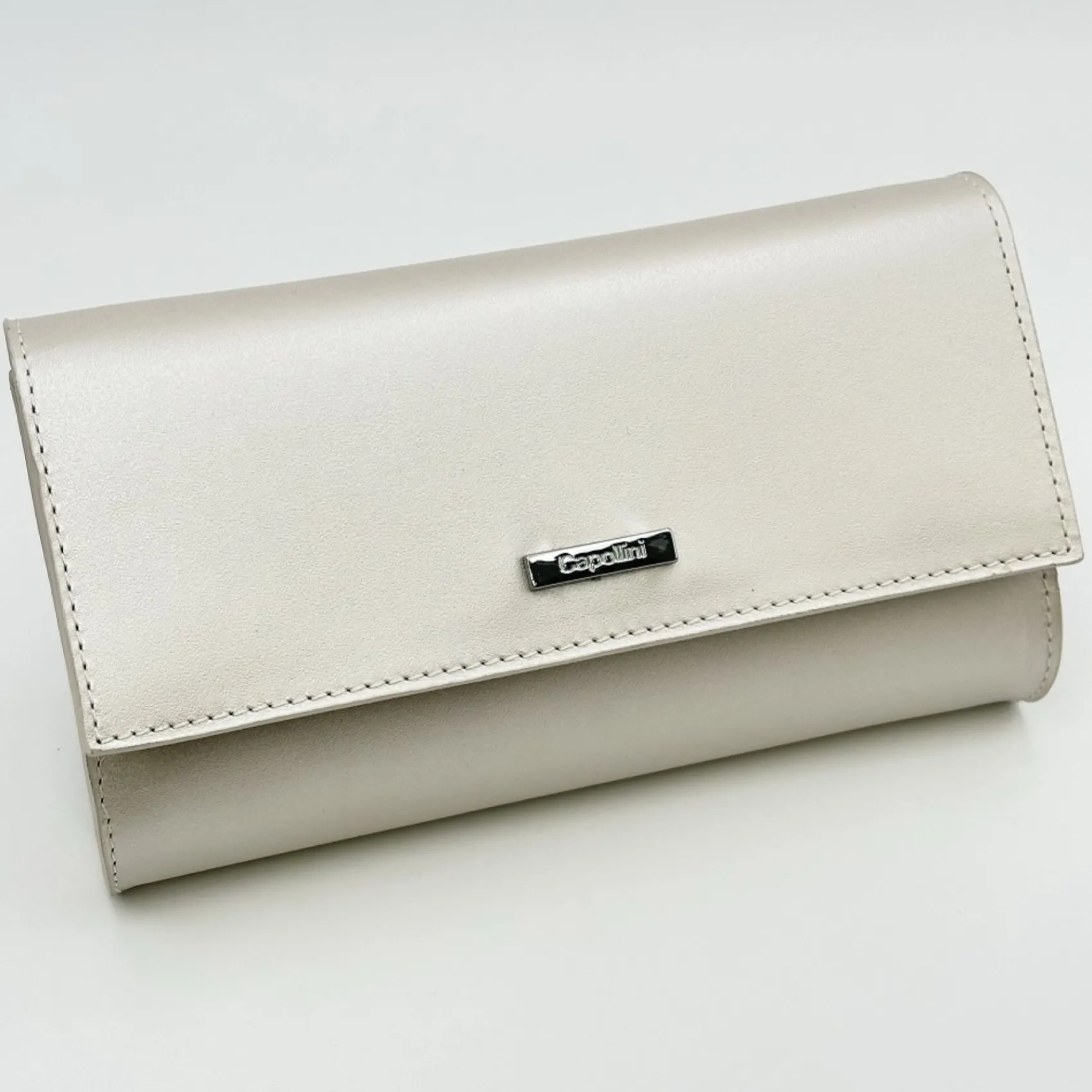 Capollini Champagner Leder Clutch Tasche* Hochzeitsgäste-taschen | Anlass Handtaschen
