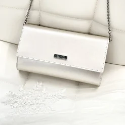 Capollini Champagner Leder Clutch Tasche* Hochzeitsgäste-taschen | Anlass Handtaschen