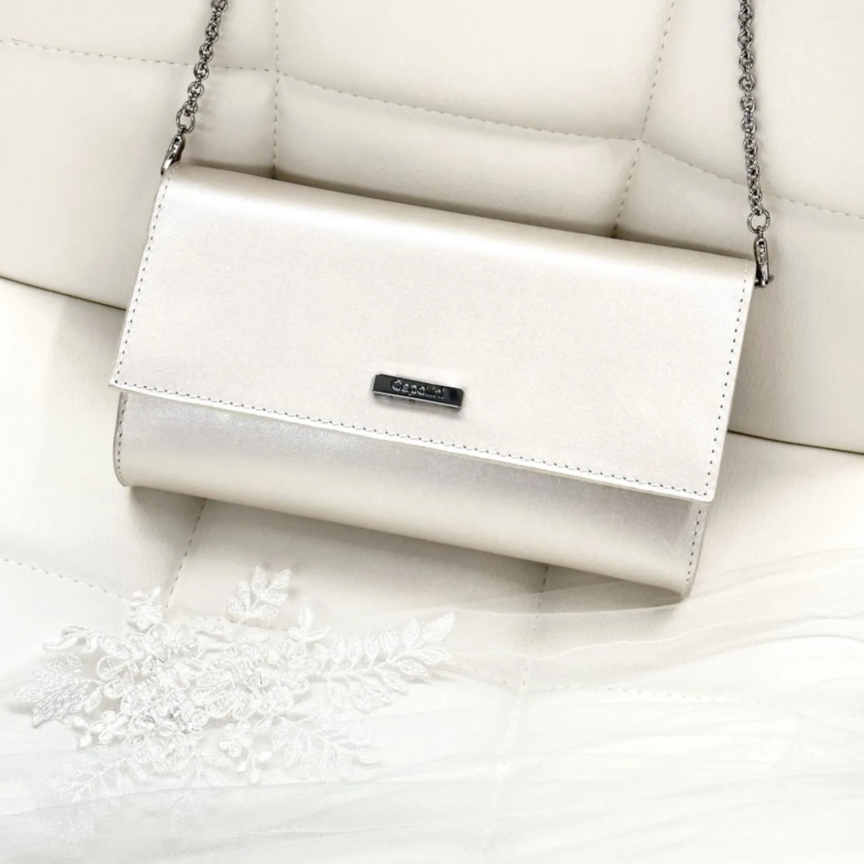 Capollini Champagner Leder Clutch Tasche* Hochzeitsgäste-taschen | Anlass Handtaschen