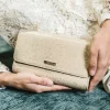 Capollini Champagnerfarbene Nubukleder-Clutch-Tasche* Hochzeitsgäste-taschen | Anlass Handtaschen