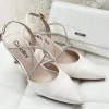 Capollini Charlotte Creme Leder Diamante Kreuzriemen Slingbacks* Party-schuhe | Schuhe Für Hochzeitsgäste