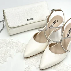 Capollini Charlotte Creme Leder Diamante Kreuzriemen Slingbacks* Party-schuhe | Schuhe Für Hochzeitsgäste