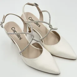 Capollini Charlotte Creme Leder Diamante Kreuzriemen Slingbacks* Party-schuhe | Schuhe Für Hochzeitsgäste
