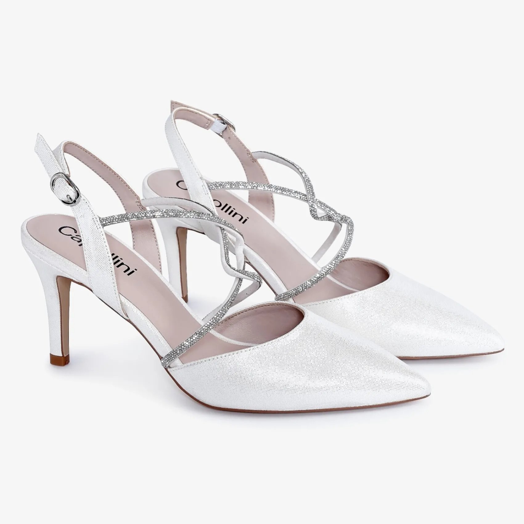 Capollini Charlotte Creme Leder Diamante Kreuzriemen Slingbacks* Party-schuhe | Schuhe Für Hochzeitsgäste