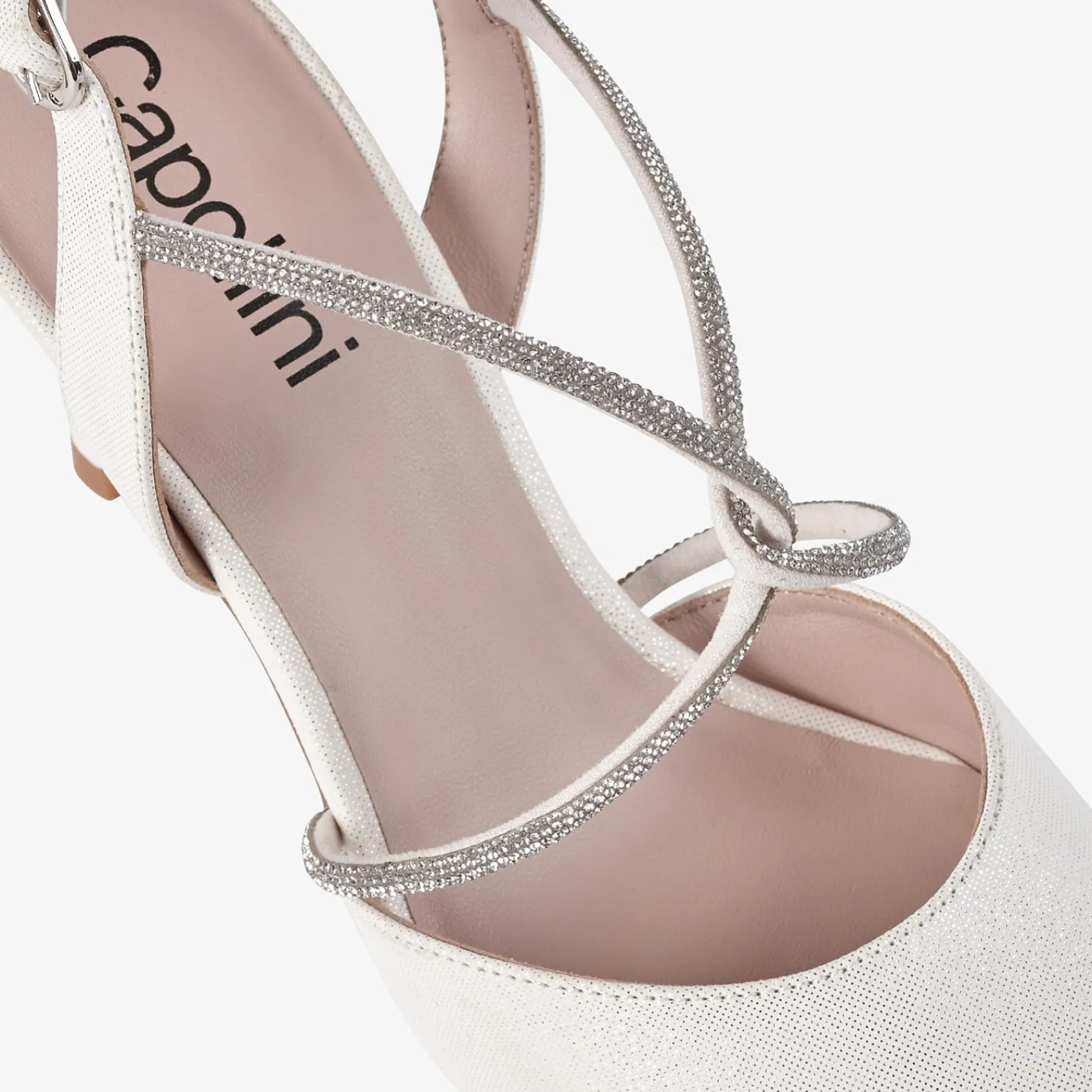 Capollini Charlotte Creme Leder Diamante Kreuzriemen Slingbacks* Party-schuhe | Schuhe Für Hochzeitsgäste
