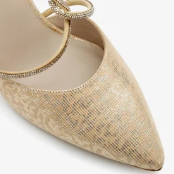 Capollini Charlotte Gold Leder Diamanten Kreuzriemen Slingbacks* Glitzernde Ballschuhe | Goldene Ballschuhe