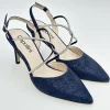 Capollini Charlotte Marineblaues Nubukleder Diamantenkreuzriemen Slingback* Party-schuhe | Schuhe Für Hochzeitsgäste