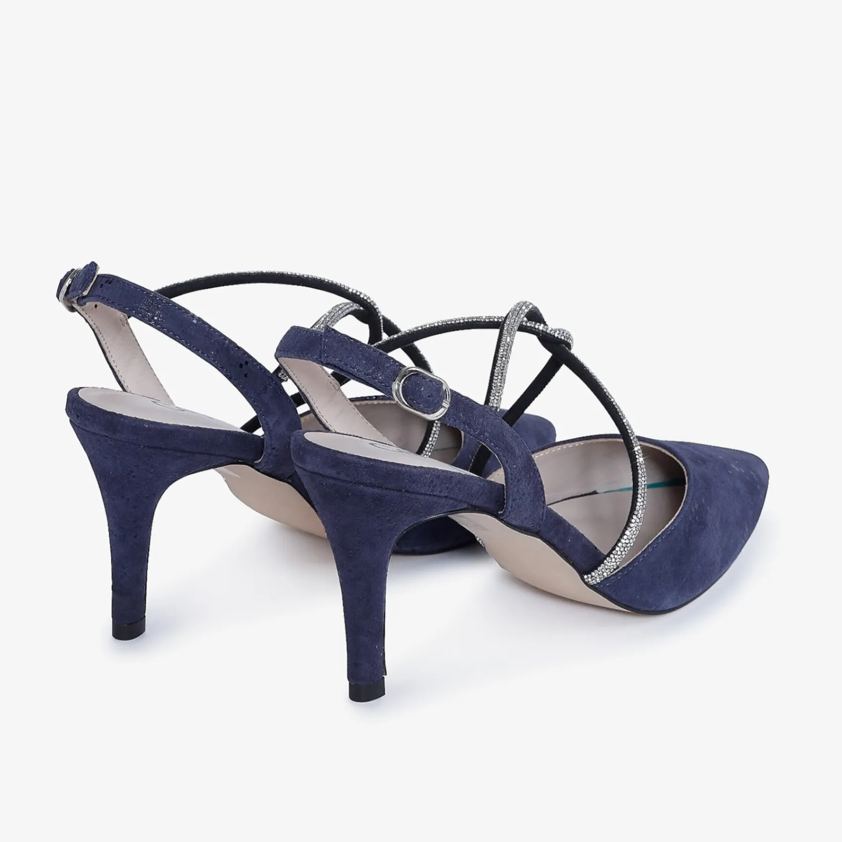 Capollini Charlotte Marineblaues Nubukleder Diamantenkreuzriemen Slingback* Party-schuhe | Schuhe Für Hochzeitsgäste
