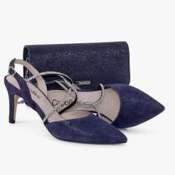 Capollini Charlotte Marineblaues Nubukleder Diamantenkreuzriemen Slingback* Party-schuhe | Schuhe Für Hochzeitsgäste