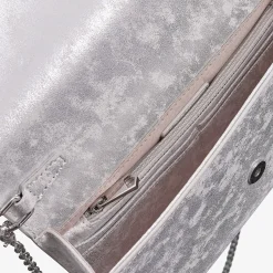 Capollini Clutch-Tasche aus silbernem Nubukleder* Hochzeitsgäste-taschen | Anlass Handtaschen