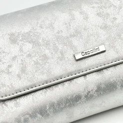 Capollini Clutch-Tasche aus silbernem Nubukleder* Hochzeitsgäste-taschen | Anlass Handtaschen