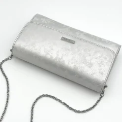 Capollini Clutch-Tasche aus silbernem Nubukleder* Hochzeitsgäste-taschen | Anlass Handtaschen