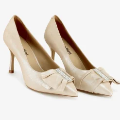 Capollini Elinor Blassgoldene Nubukleder Schuhe mit Kristallschleife* Schuhe Für Hochzeitsgäste | Schuhe Für Die Mutter Der Braut