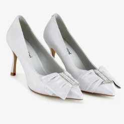 Capollini Elinor Glacier Weiß Nubukleder Kristallschleife Pumps* Schuhe Für Hochzeitsgäste | Schuhe Für Die Mutter Der Braut