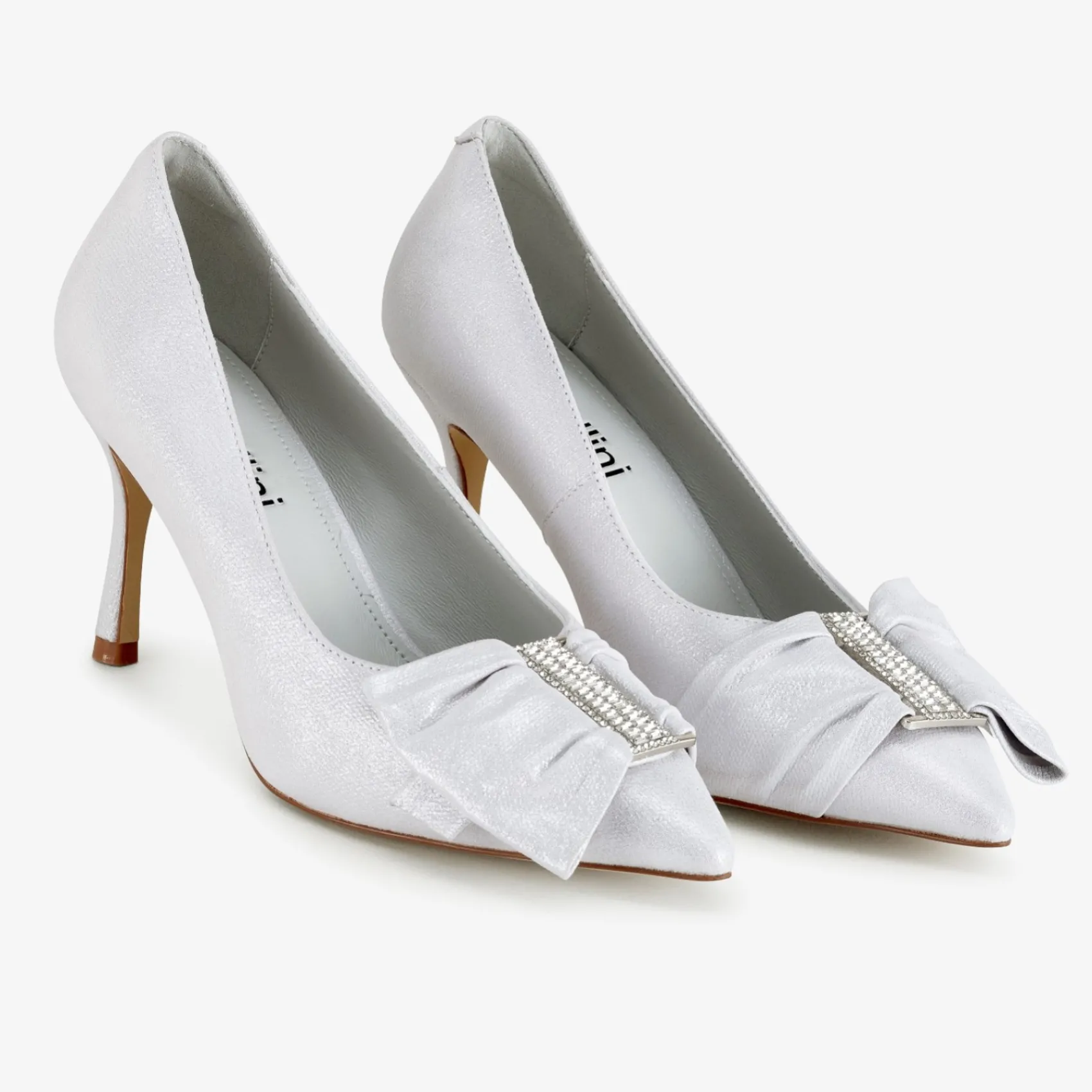 Capollini Elinor Glacier Weiß Nubukleder Kristallschleife Pumps* Schuhe Für Hochzeitsgäste | Schuhe Für Die Mutter Der Braut