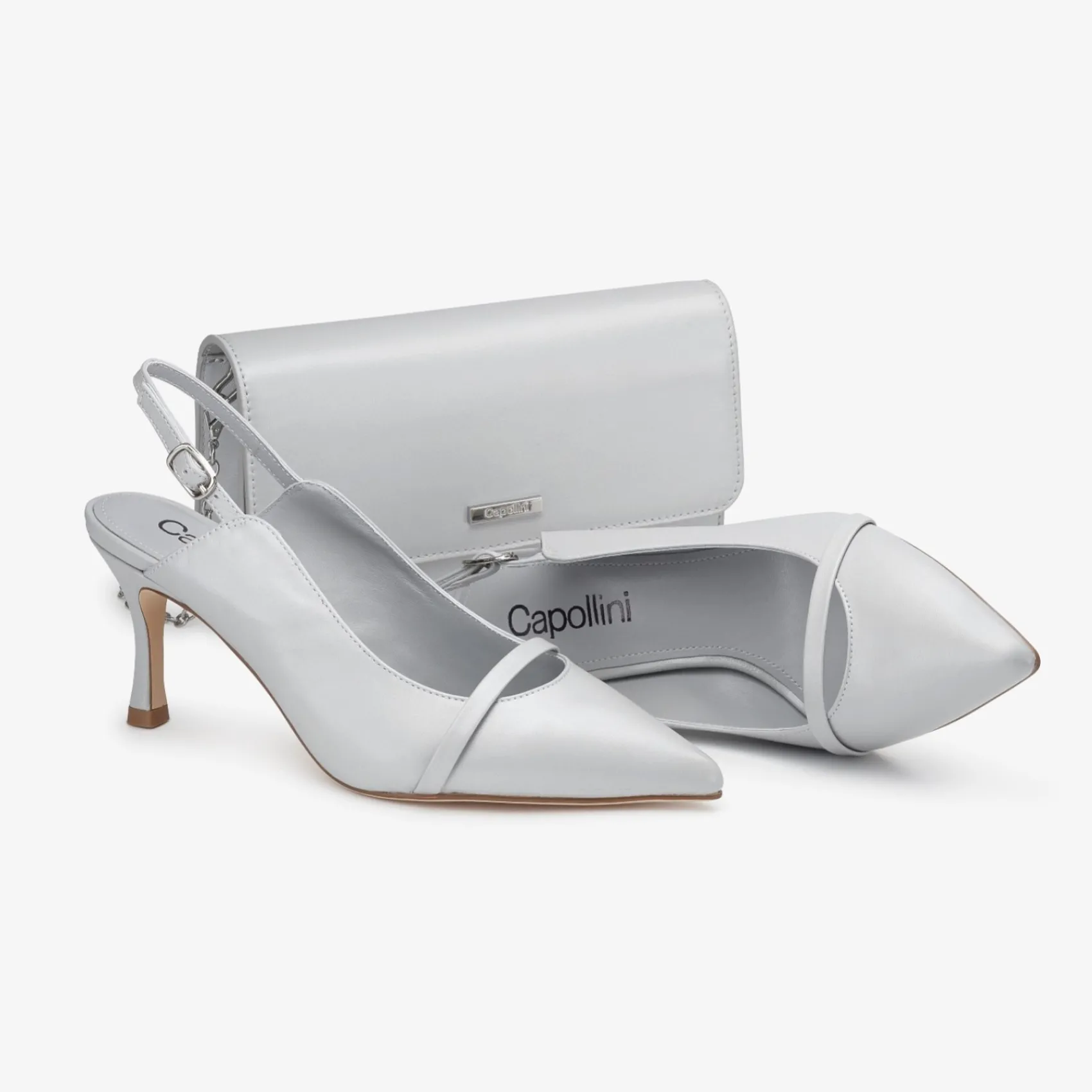 Capollini Emory Cloud Graue Leder Slingbacks mit mittlerem Absatz* Schuhe Für Hochzeitsgäste | Schuhe Für Die Mutter Der Braut