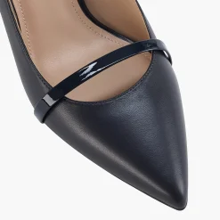Capollini Emory Navy Leder Slingbacks mit mittlerem Absatz und Lackband* Schuhe Für Hochzeitsgäste | Schuhe Für Die Mutter Der Braut