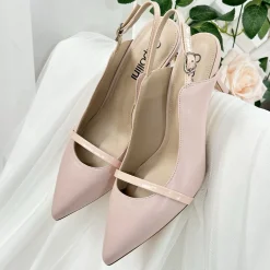 Capollini Emory Rosa Leder Slingbacks mit mittlerem Absatz und Lackriemen* Schuhe Für Hochzeitsgäste | Schuhe Für Die Mutter Der Braut