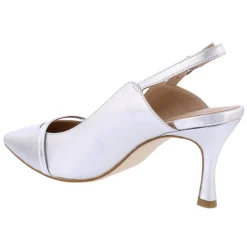 Capollini Emory Silberne Leder Slingbacks mit mittlerem Absatz und Patentriemen* Schuhe Für Hochzeitsgäste | Schuhe Für Die Mutter Der Braut