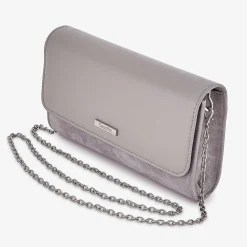 Capollini Graue Clutch-Tasche aus Wildleder und Leder* Hochzeitsgäste-taschen | Anlass Handtaschen